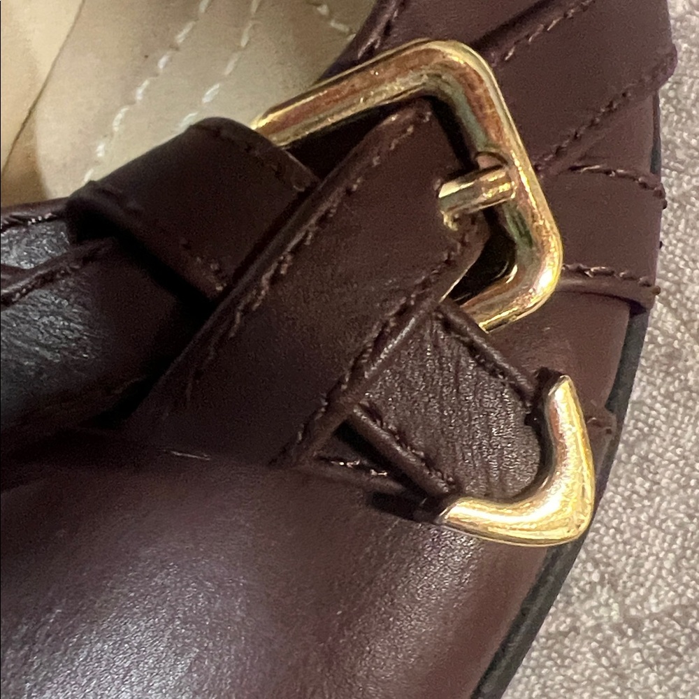 MIA Brown Leather Bow Accent Flats with Gold Buckle - Picture 5 of 6